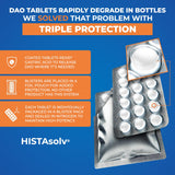 Close-up of Medagel HISTAsolv Multi-Enzyme Tablets showing enteric coating
