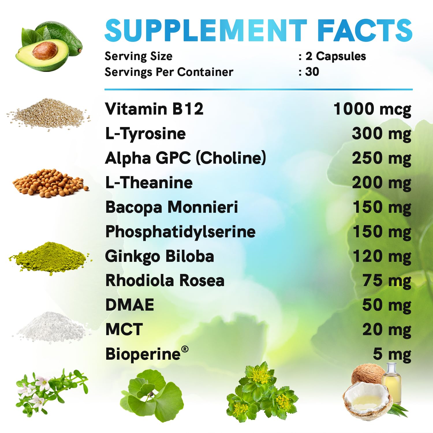 Close-up of MEDCHOICE Nootropic Brain Support Supplement capsules