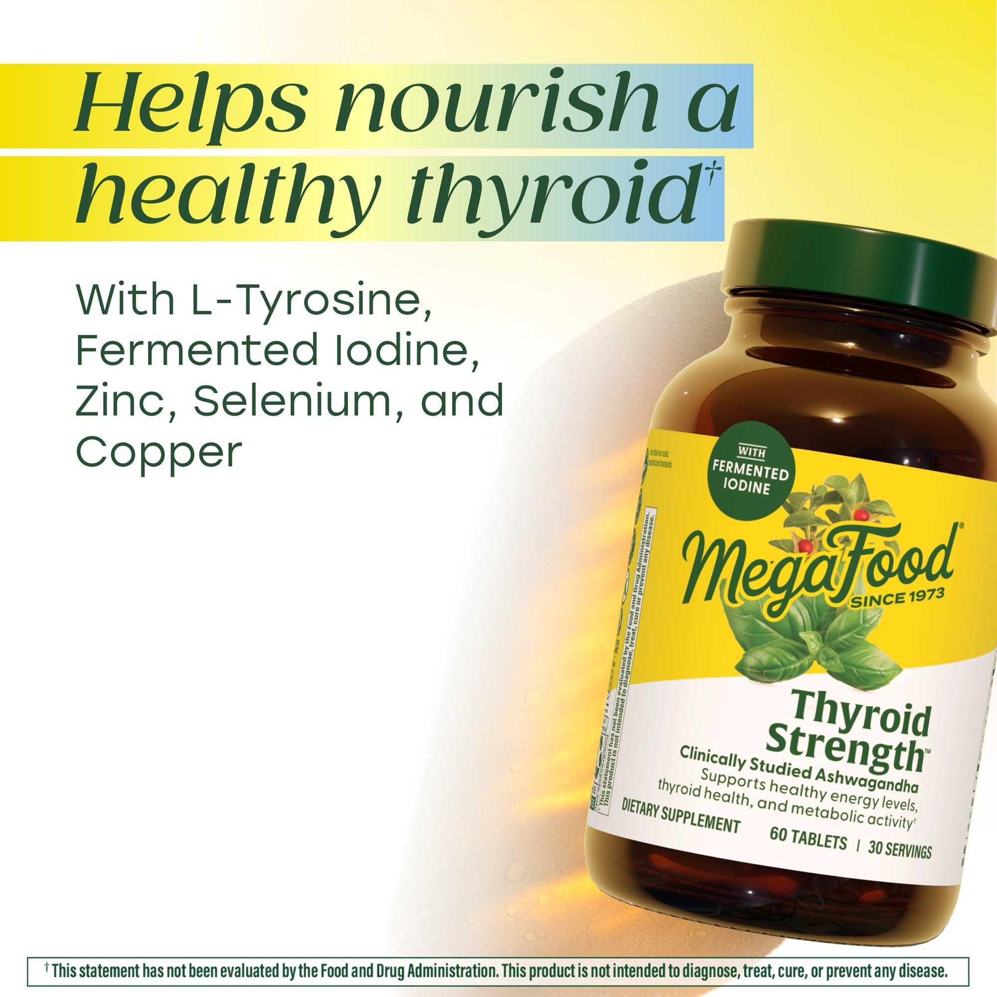 Close-up of MegaFood Thyroid Extract Supplement tablets