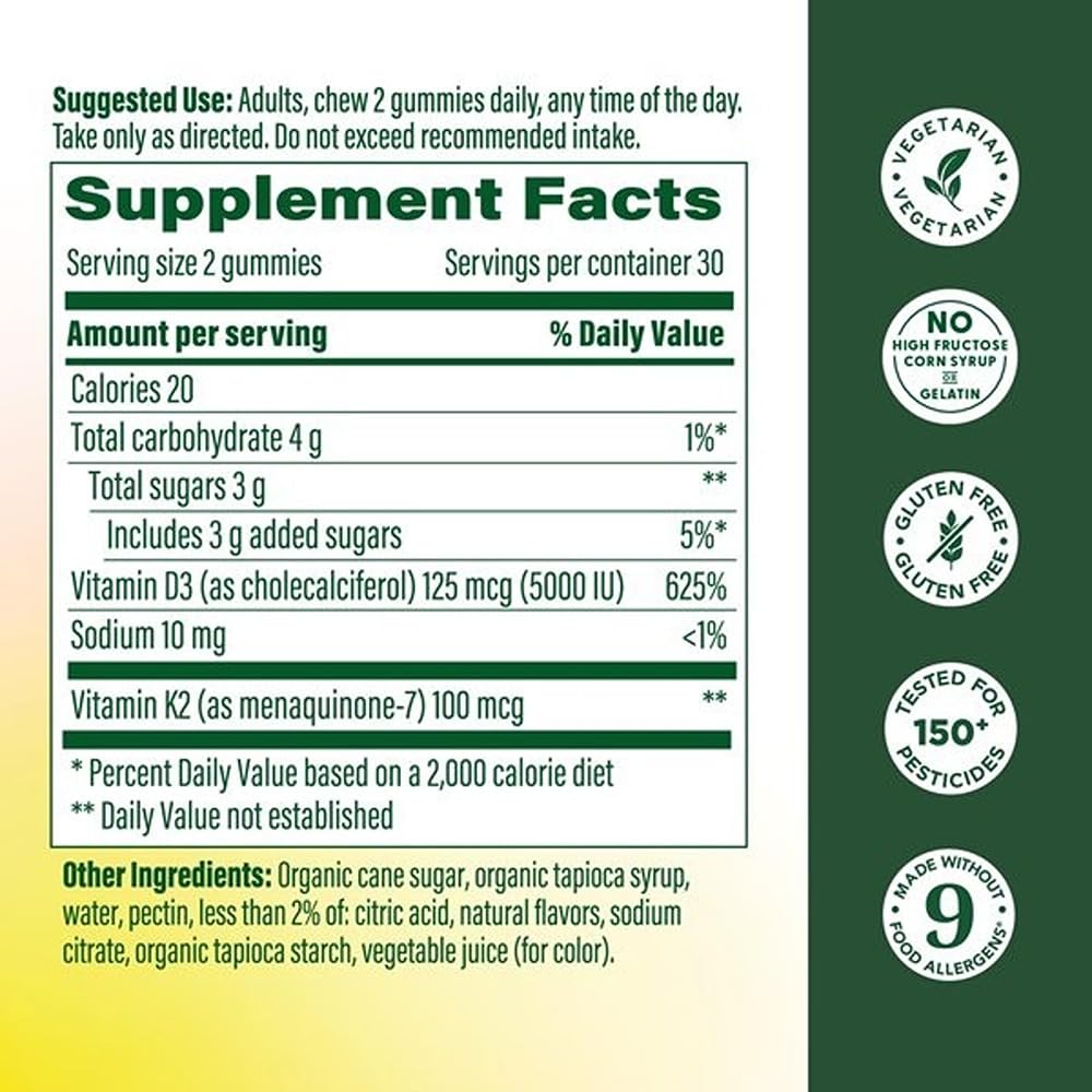 Close-up of MegaFood Vitamin D3 & K2 Gummies showing gummy texture