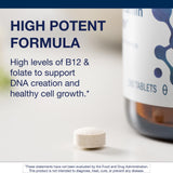 Close-up of Metagenics B12 & Folate tablets