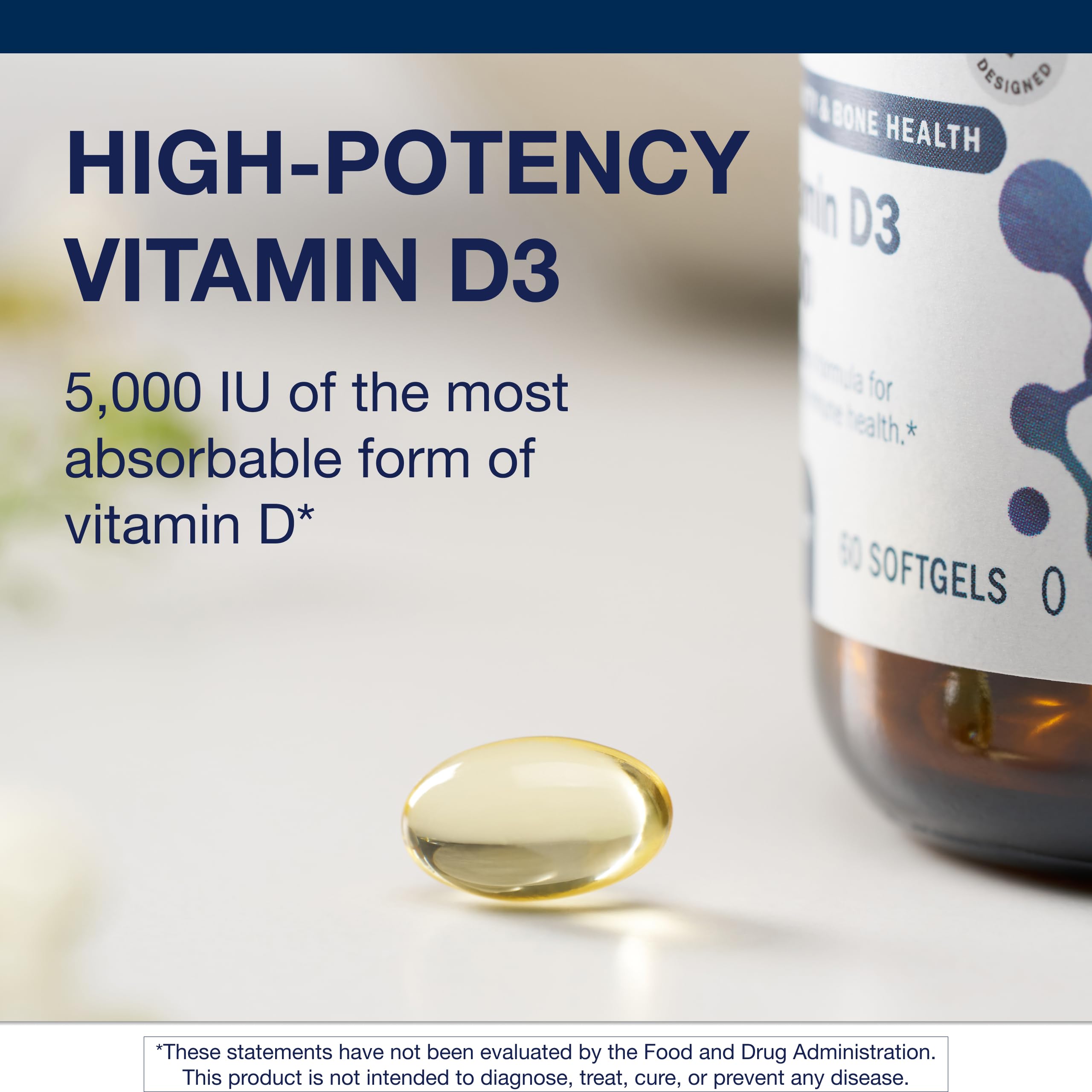 Close-up of Metagenics Vitamin D3 softgel