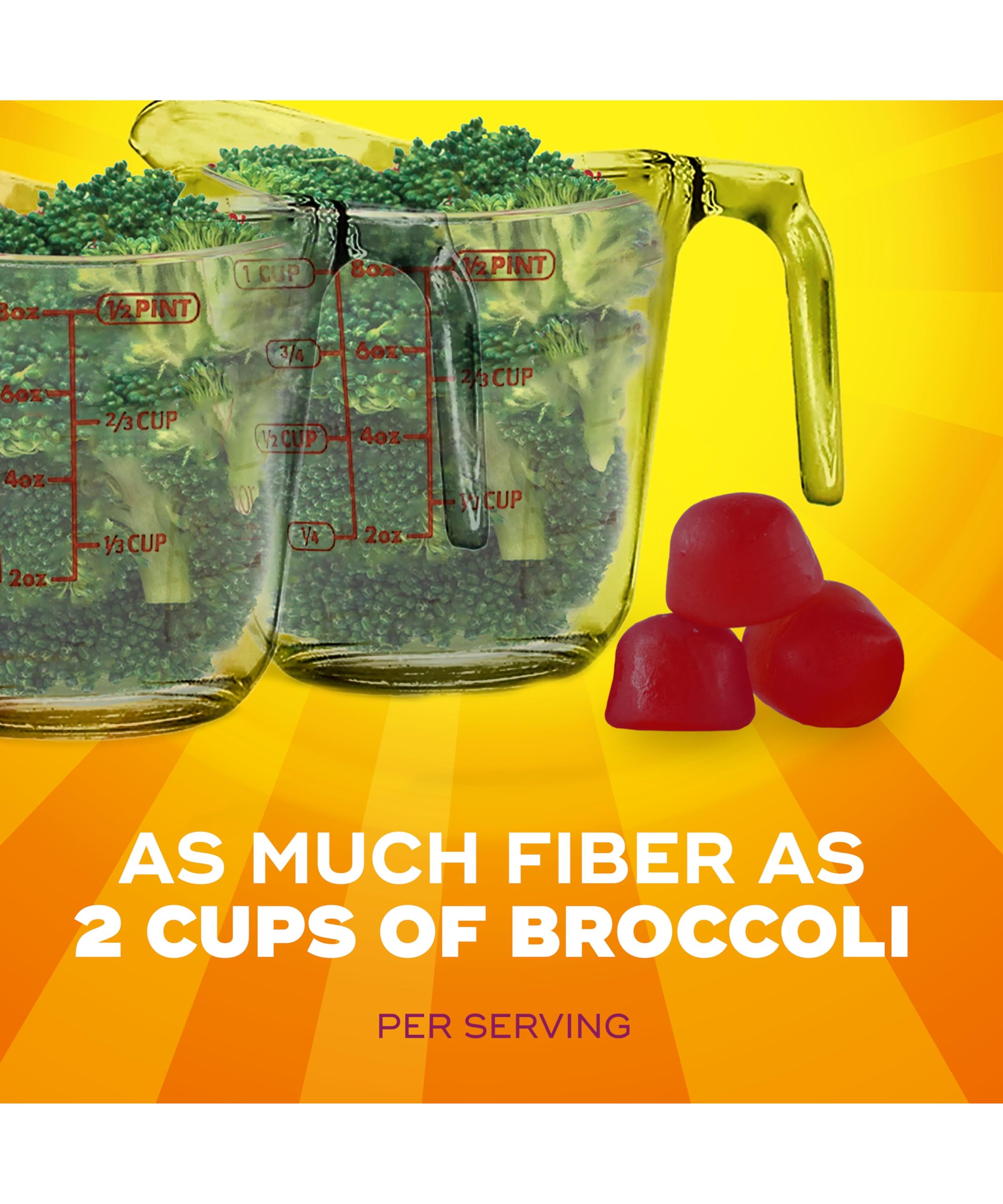 Close-up of Metamucil Fiber + Vitamins Gummies showing texture