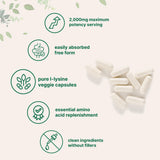 Close-up of Micro Ingredients L-Lysine Hydrochloride veggie capsules