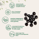 Close-up of Micro Ingredients Mega Mushroom Gummies raspberry and pomegranate flavour