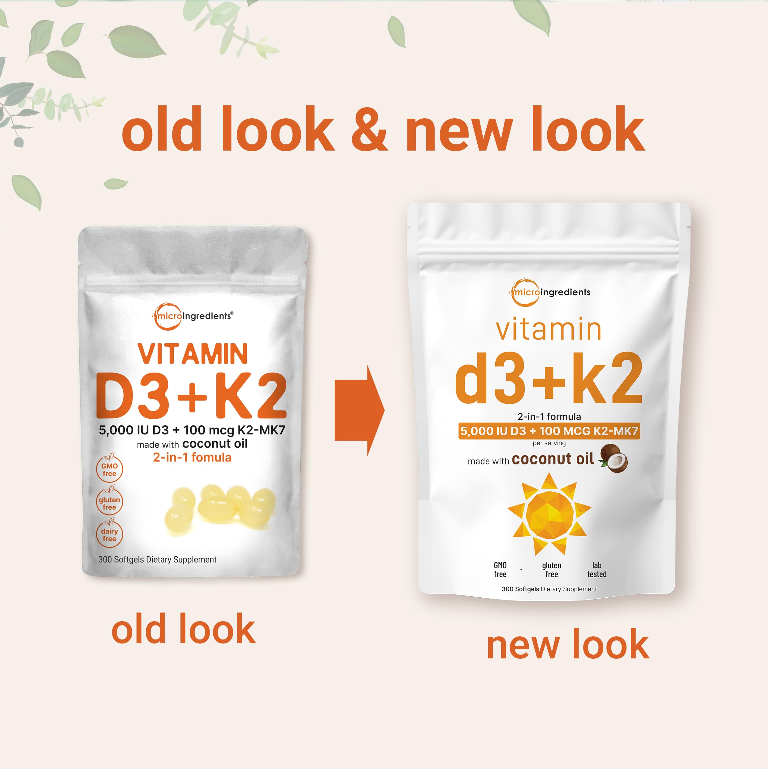 Close-up of Micro Ingredients Vitamin D3 K2 softgel