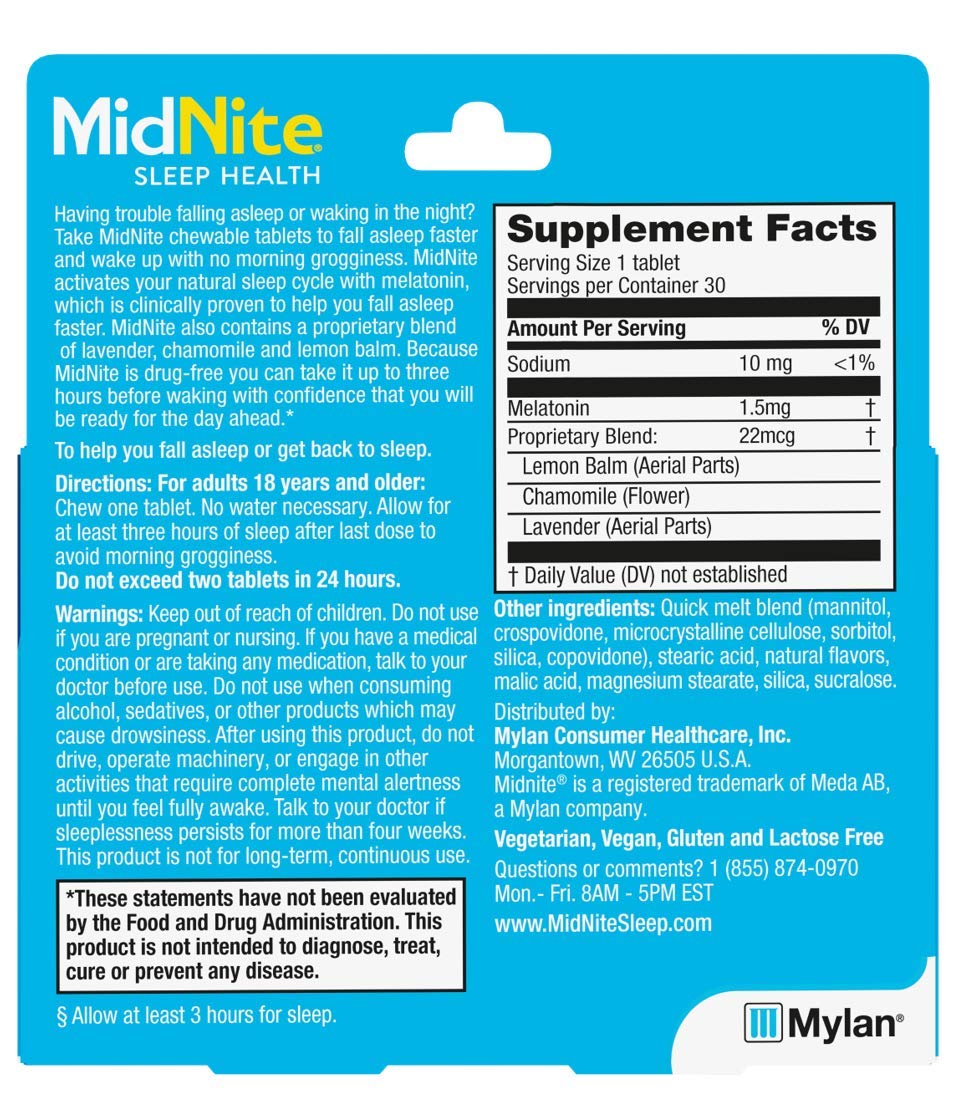 Close-up of MidNite chewable tablet with cherry flavour