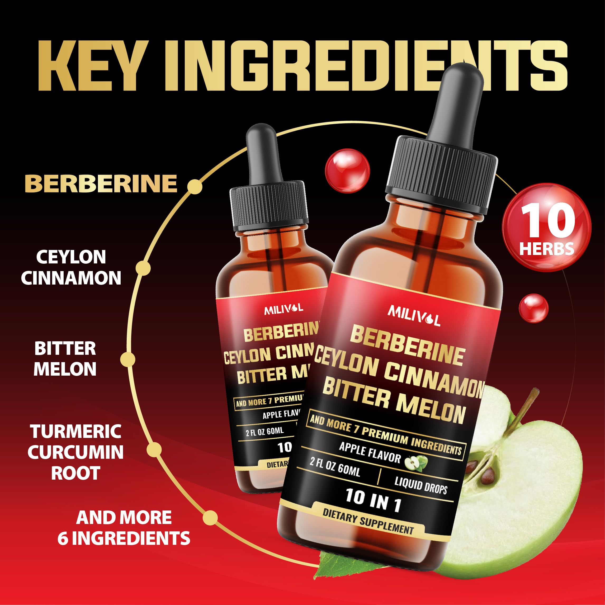 Close-up of MILIVOL Berberine Liquid Drops dropper