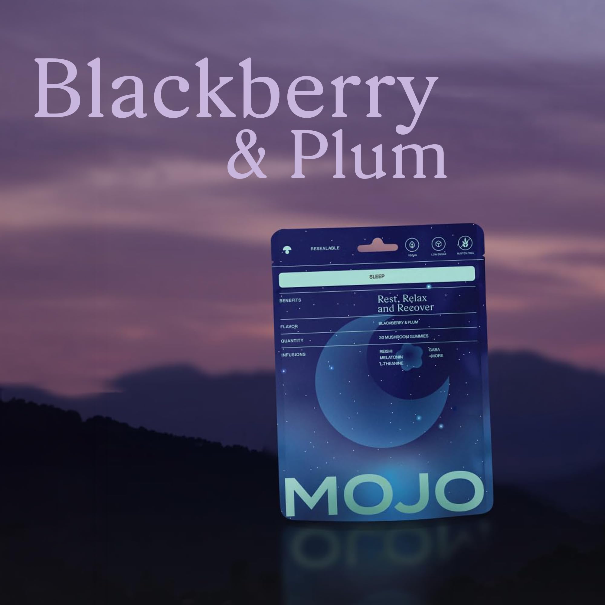 Close-up of Mojo Sleep Gummies showing texture and colour