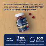 Close-up of Mommy's Bliss Kids Sleep Gummies showing strawberry flavour