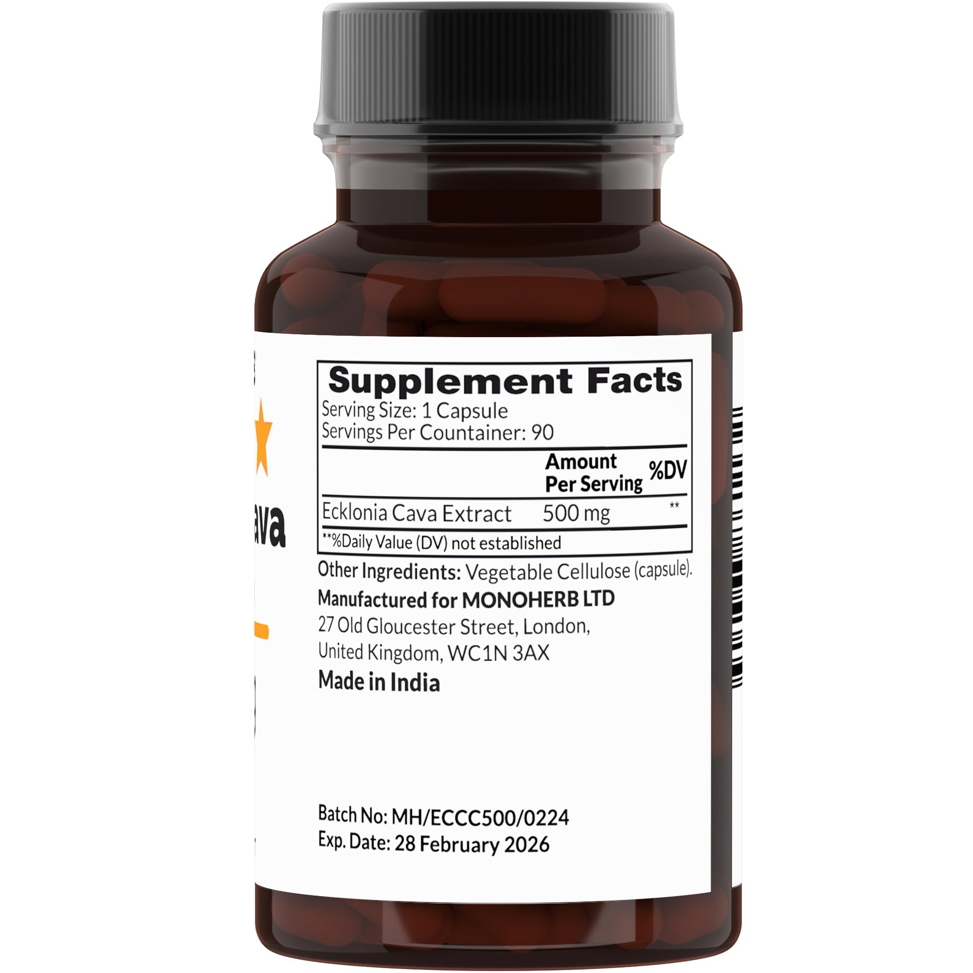 Close-up of MONOHERB Ecklonia Cava Extract capsules