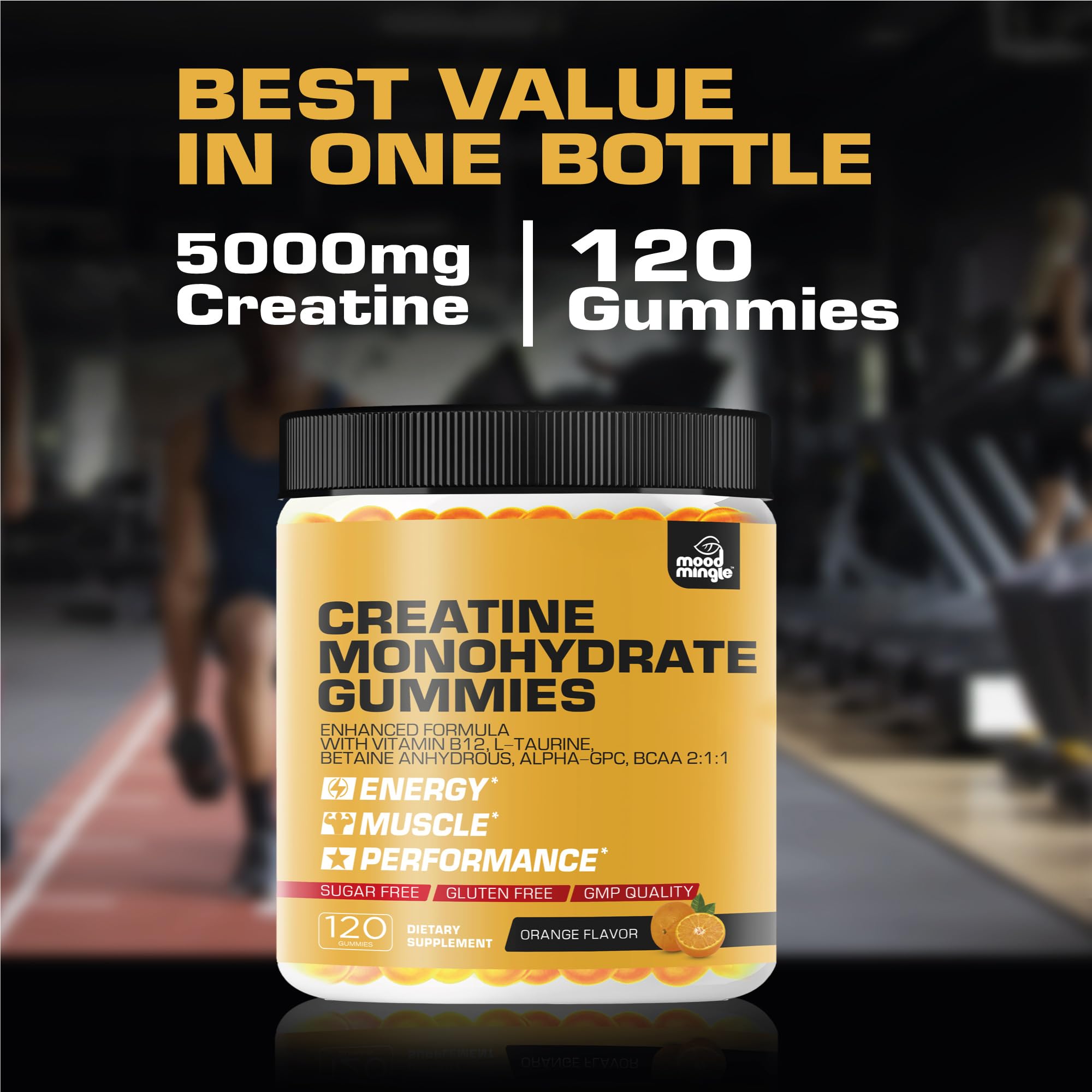 Close-up of Mood Mingle Creatine Monohydrate Gummies showing individual gummies