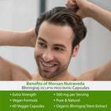 Close-up of Morsan Nutraveda Bhringraj Capsules showing ingredients