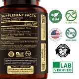 Close-up of Mother Nature Organics Black Maca Capsules