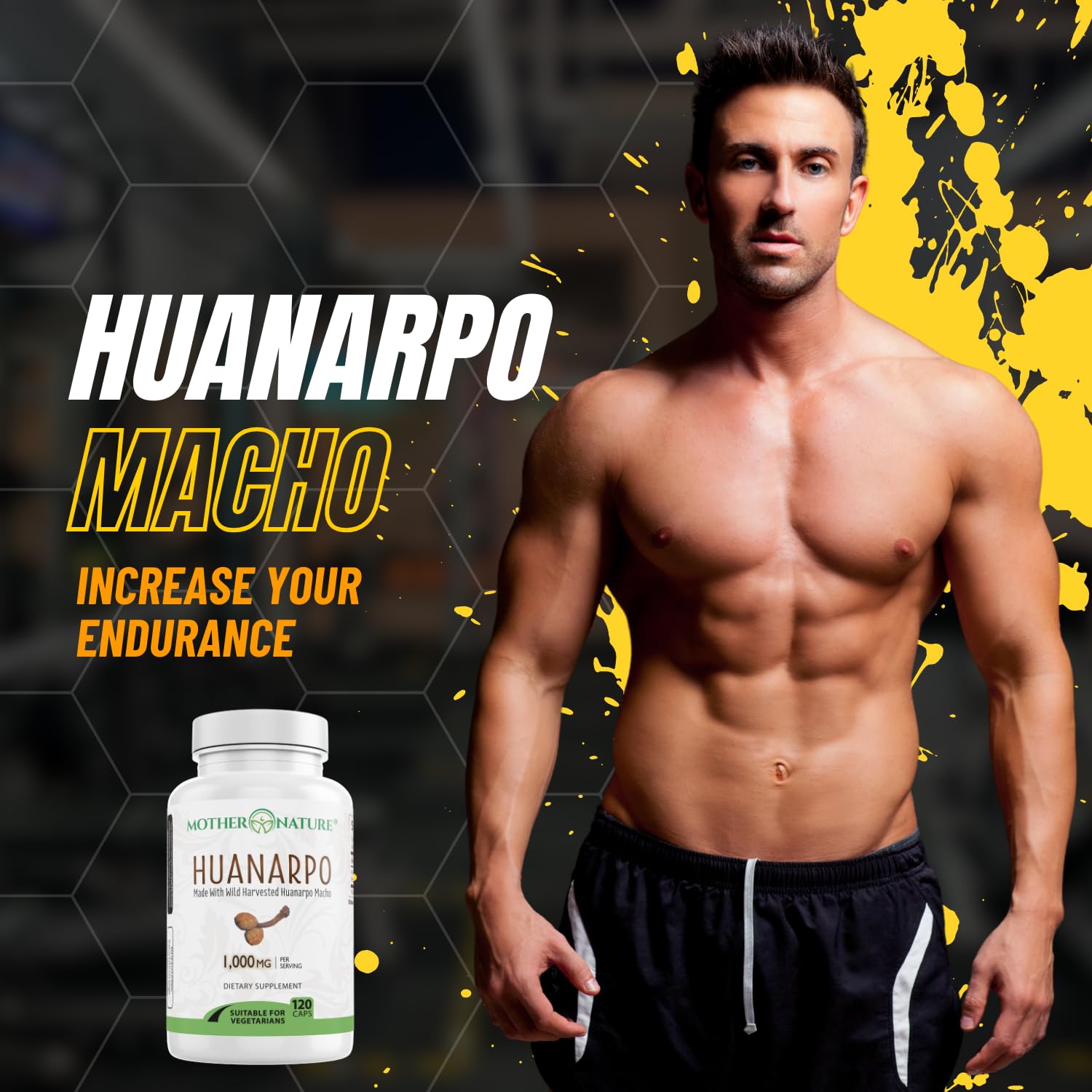Close-up of Mother Nature Organics Huanarpo Macho capsules