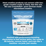 Close-up of MYOXCIENCE Creatine Monohydrate powder texture