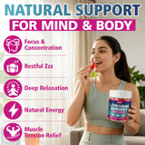 Close-up of Nalirfal L-Theanine Gummies raspberry flavour