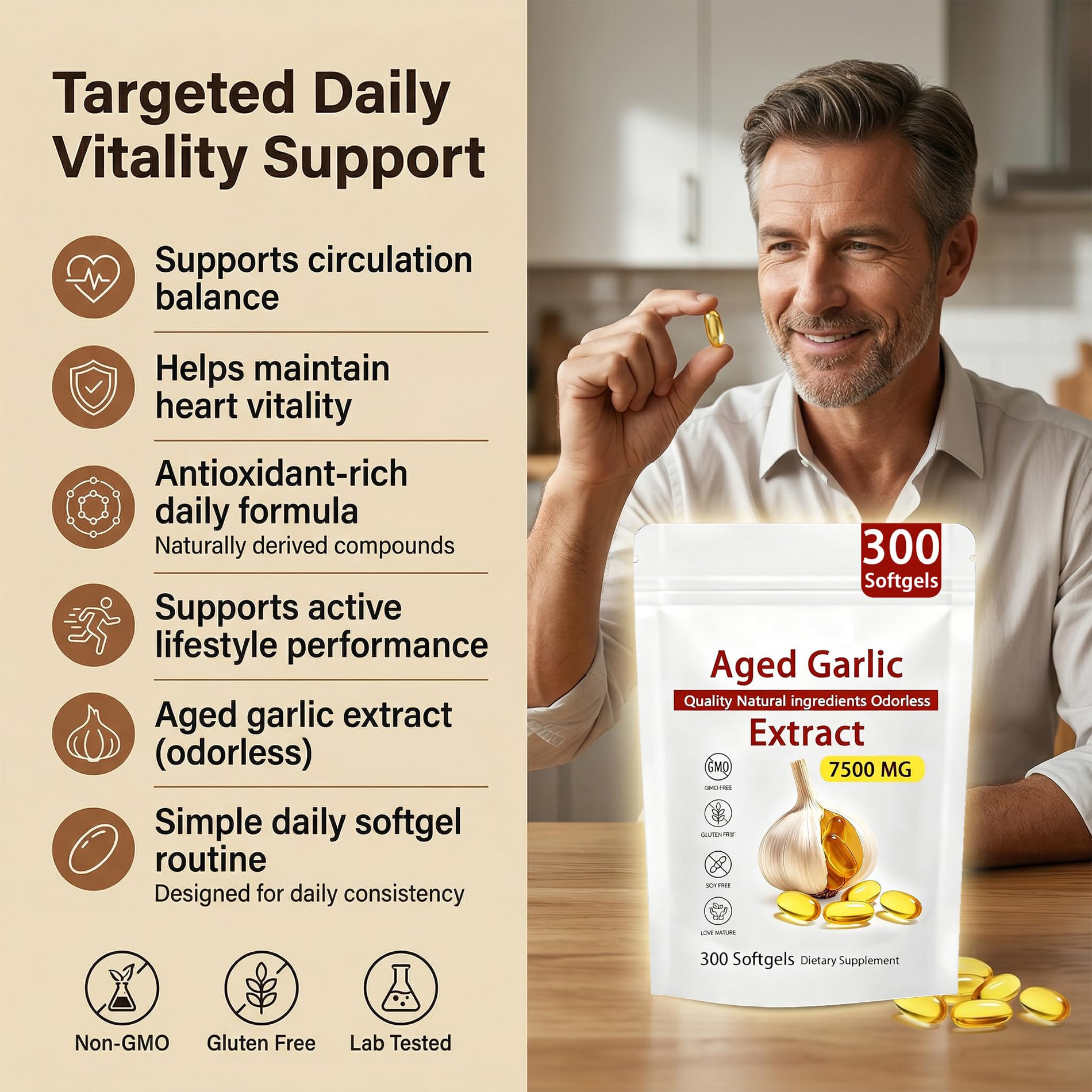 Close-up of NAPEXIX Odourless Garlic Softgels softgel