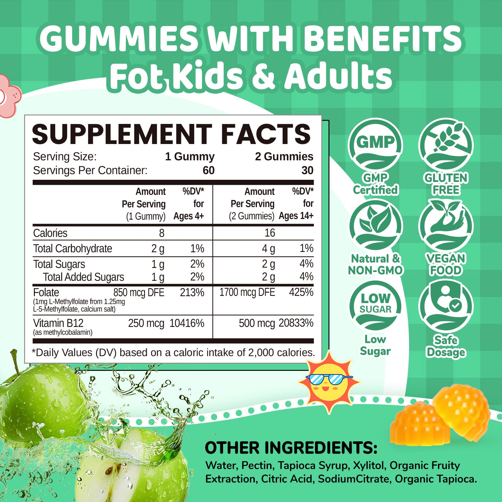 Close-up of NATISLAND Methylfolate Gummies showing texture