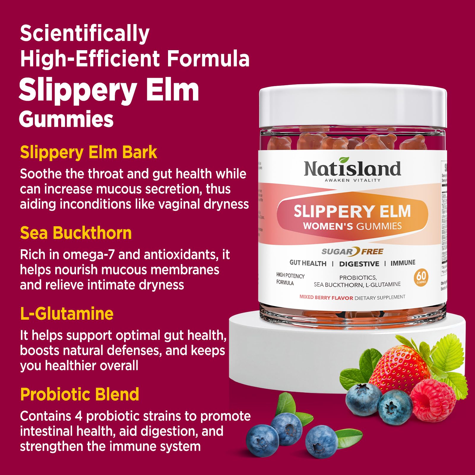 Close-up of NATISLAND Slippery Elm Gummies texture