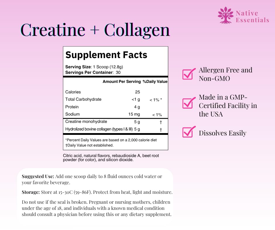 Close-up of Native Essentials Creatine + Collagen powder texture