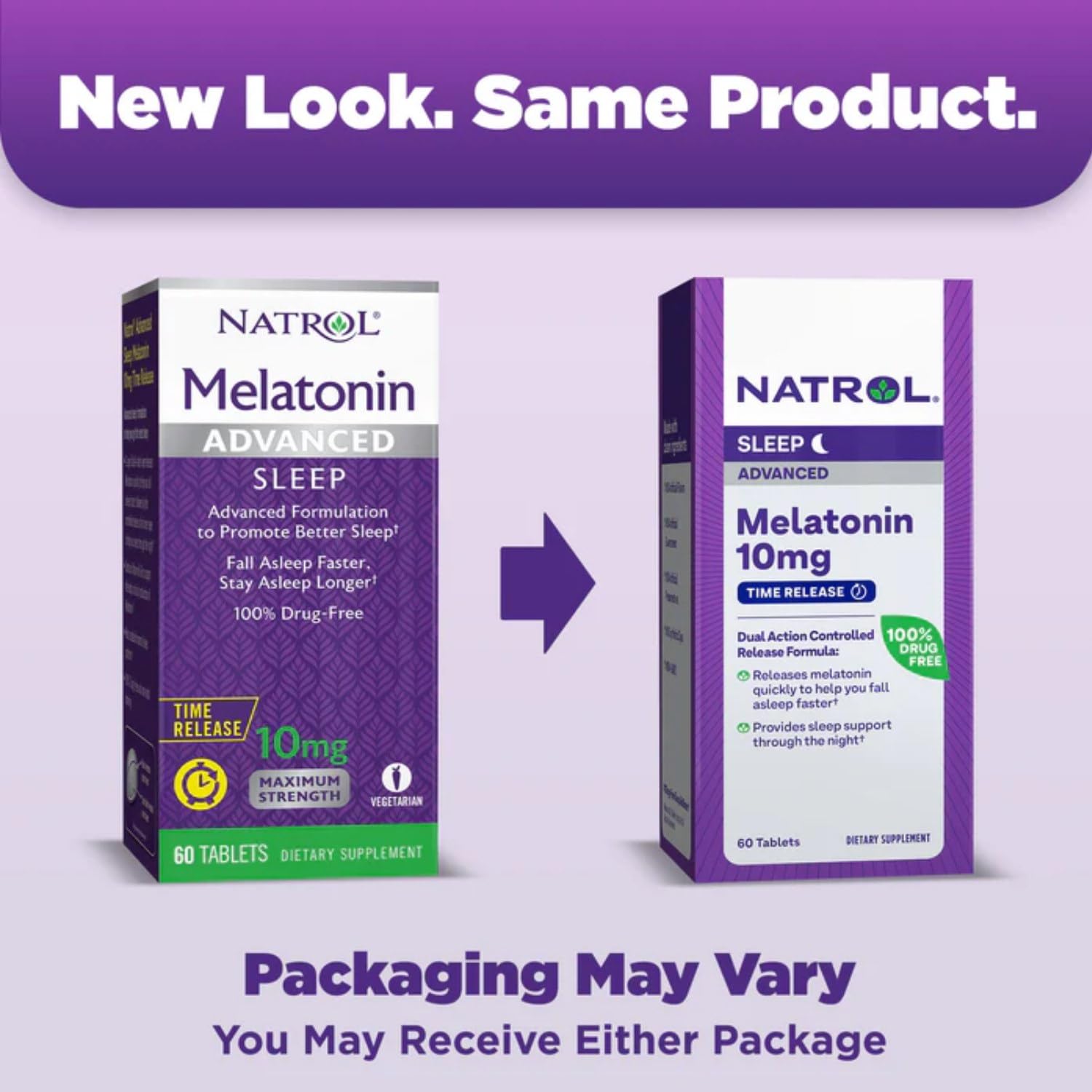 Close-up of Natrol Advanced Sleep Melatonin Tablets 10 mg