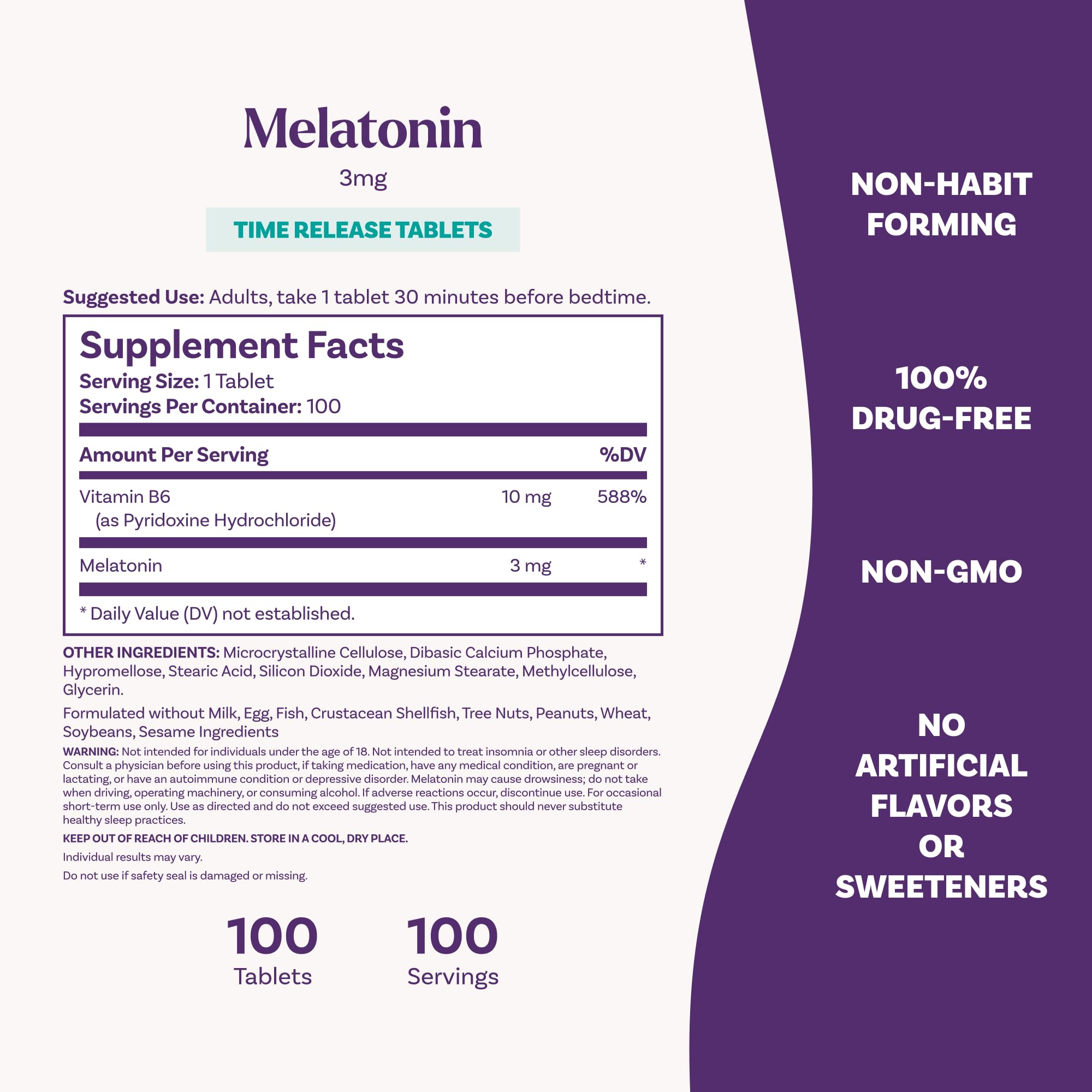 Close-up of Natrol Melatonin 3 mg tablet
