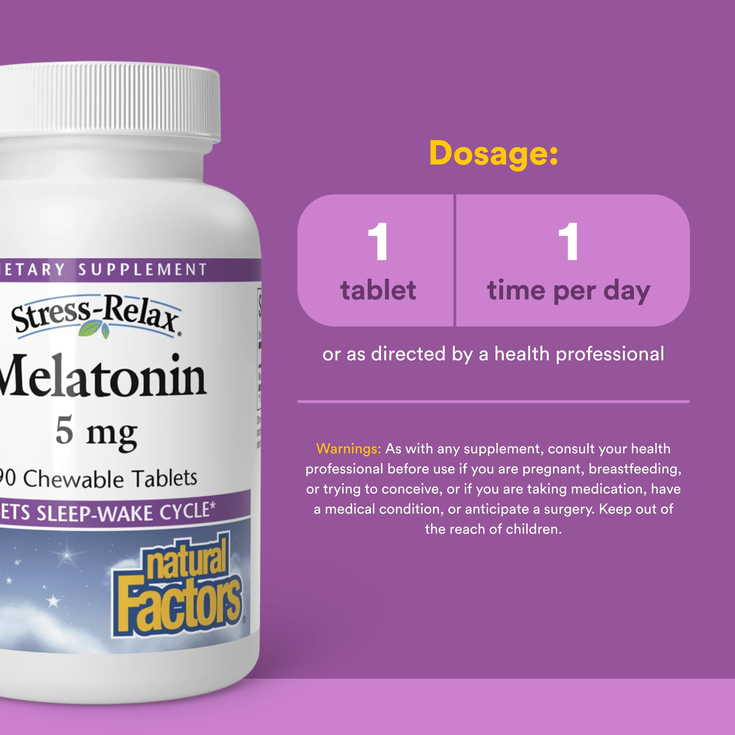 Close-up of Natural Factors Melatonin Chewable Tablets