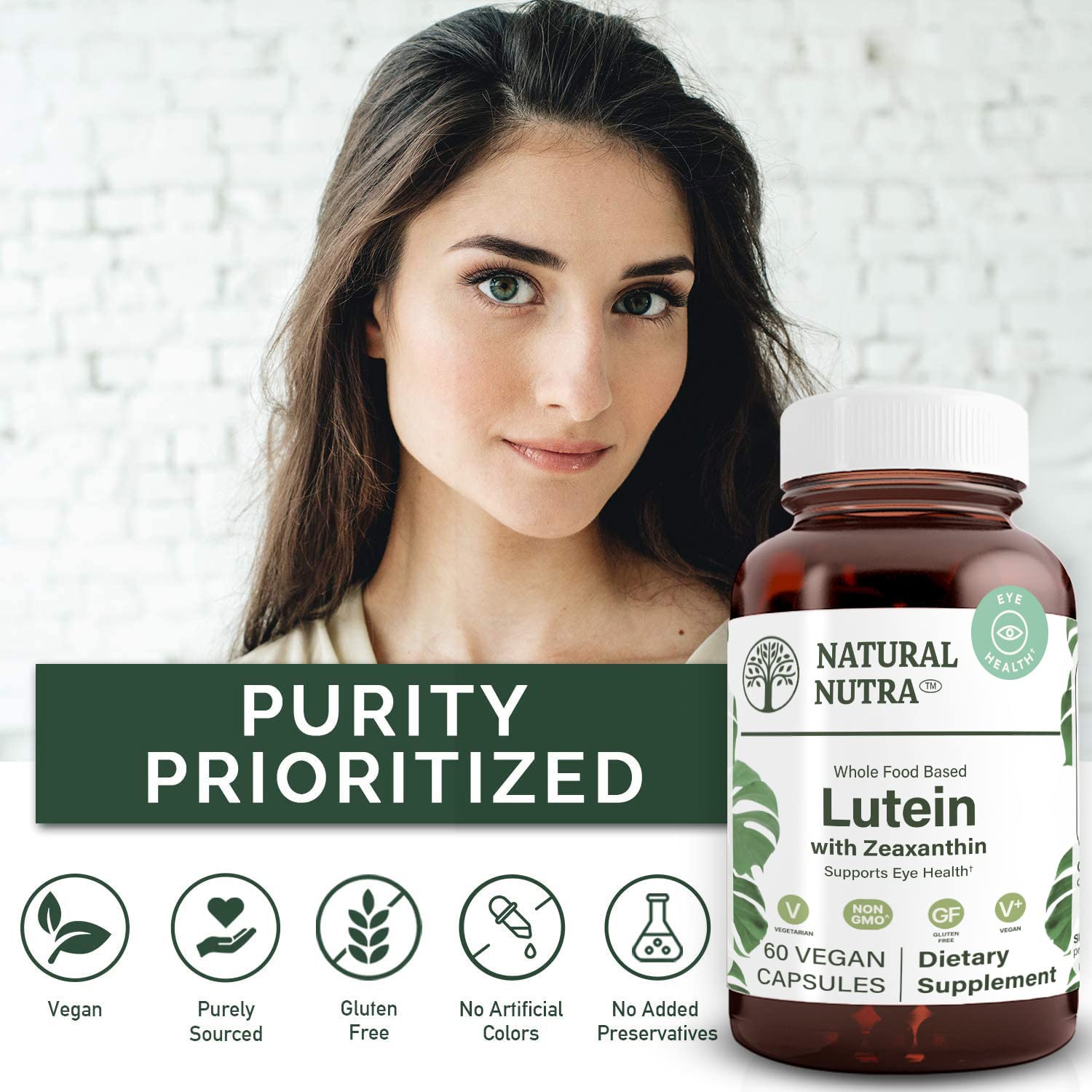 Close-up of Natural Nutra Lutein & Zeaxanthin capsule