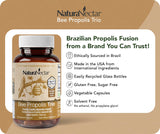 Close-up of NaturaNectar Bee Propolis Trio Capsules with label