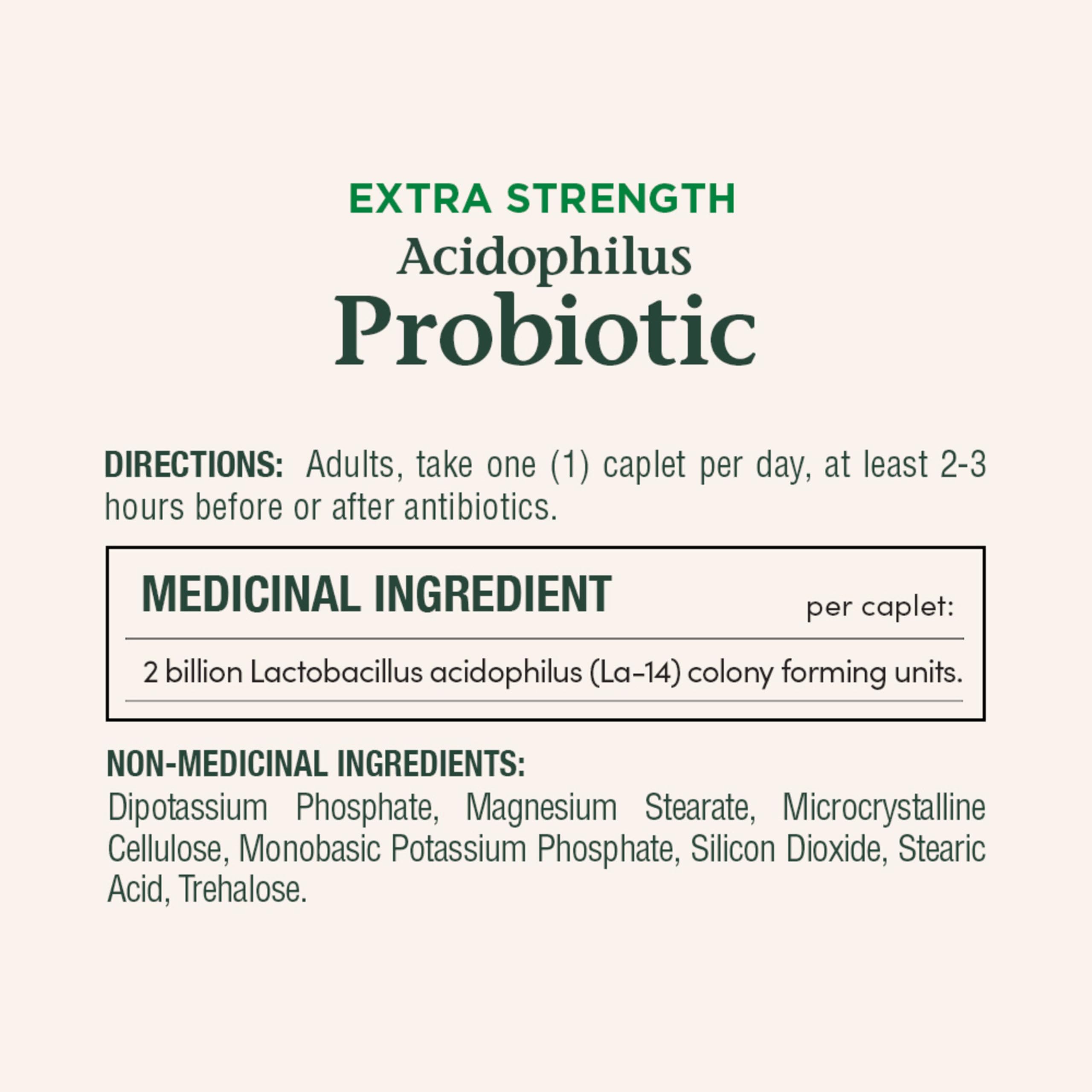 Close-up of Nature's Bounty Extra Strength Acidophilus chewable capsules