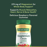 Close-up of Nature's Bounty Magnesium Gummies showing raspberry flavour