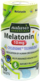 Close-up of NATURE'S ESSENTIALS Melatonin 10mg tablets