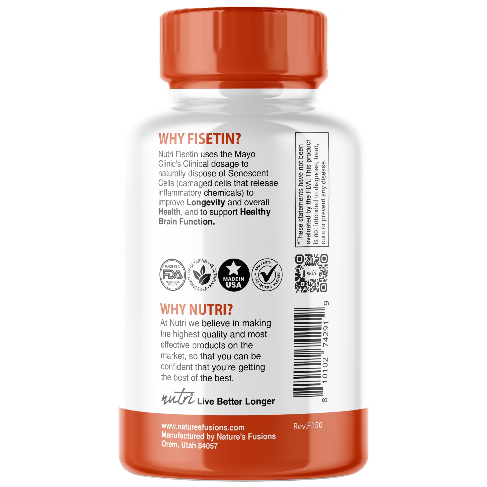 Close-up of Nature's Fusions Fisetin capsules