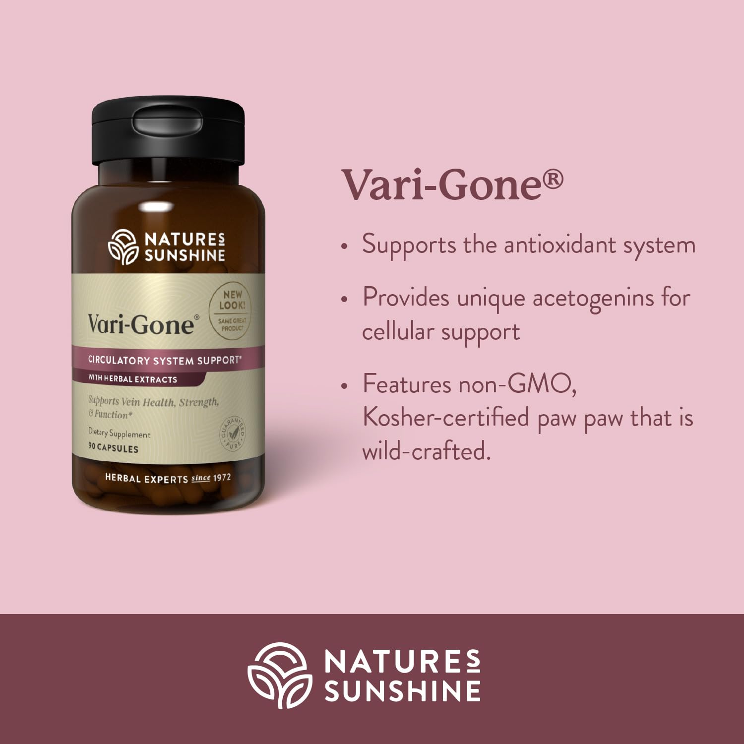 Close-up of Nature's Sunshine Vari-Gone capsules