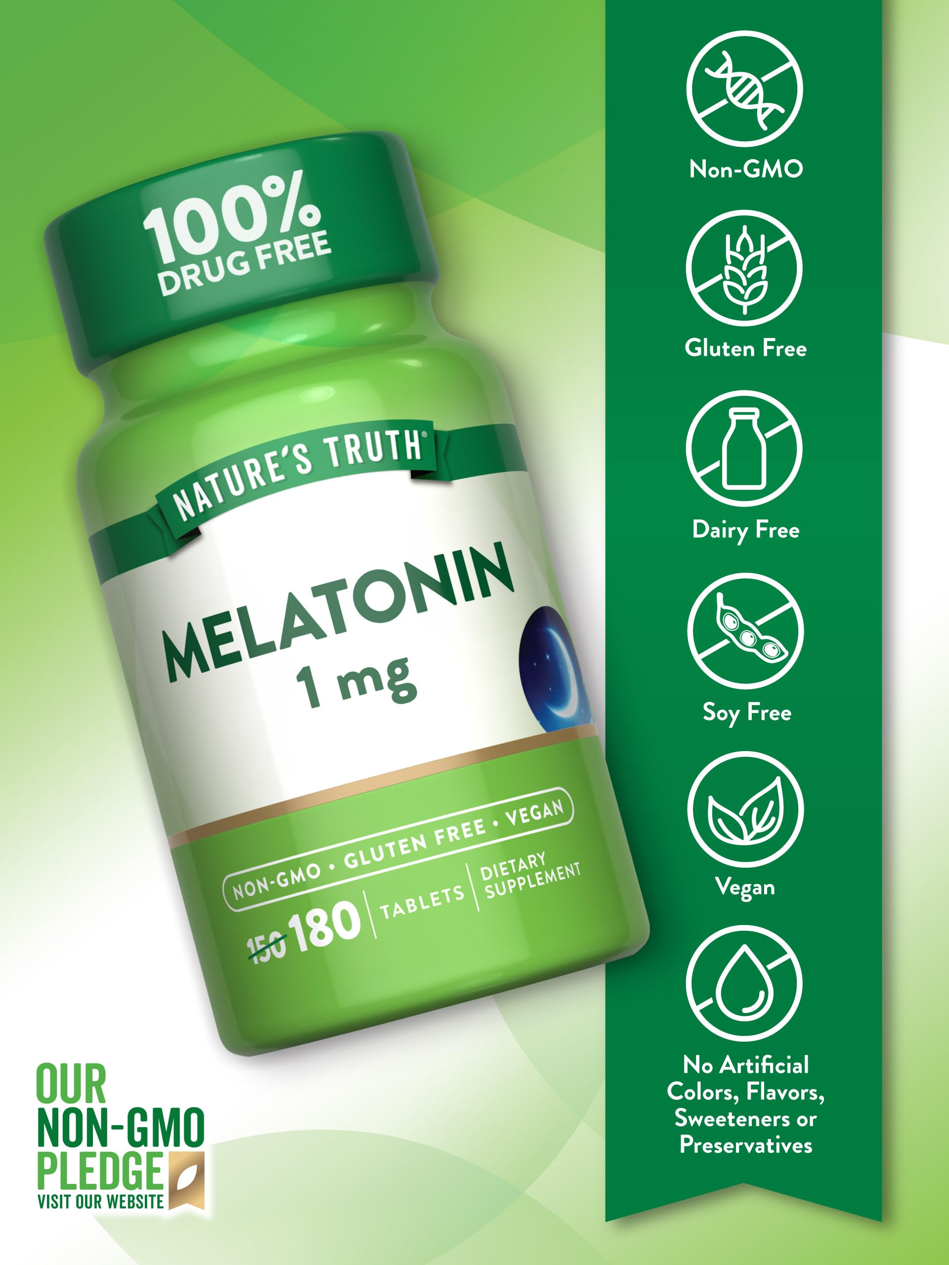 Close-up of Nature's Truth Melatonin tablet