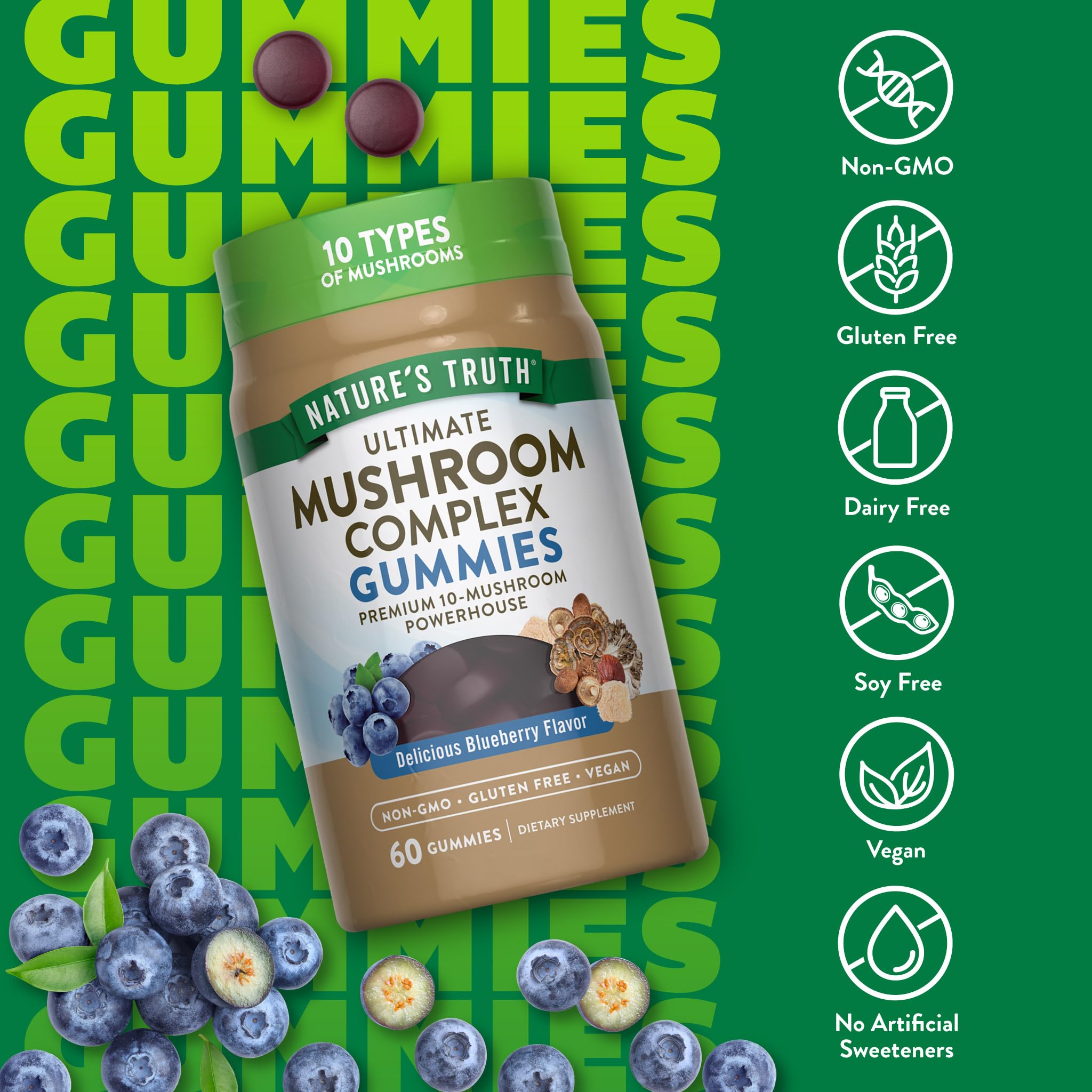 Close-up of Nature's Truth Ultimate Mushroom Complex Vegan Gummies