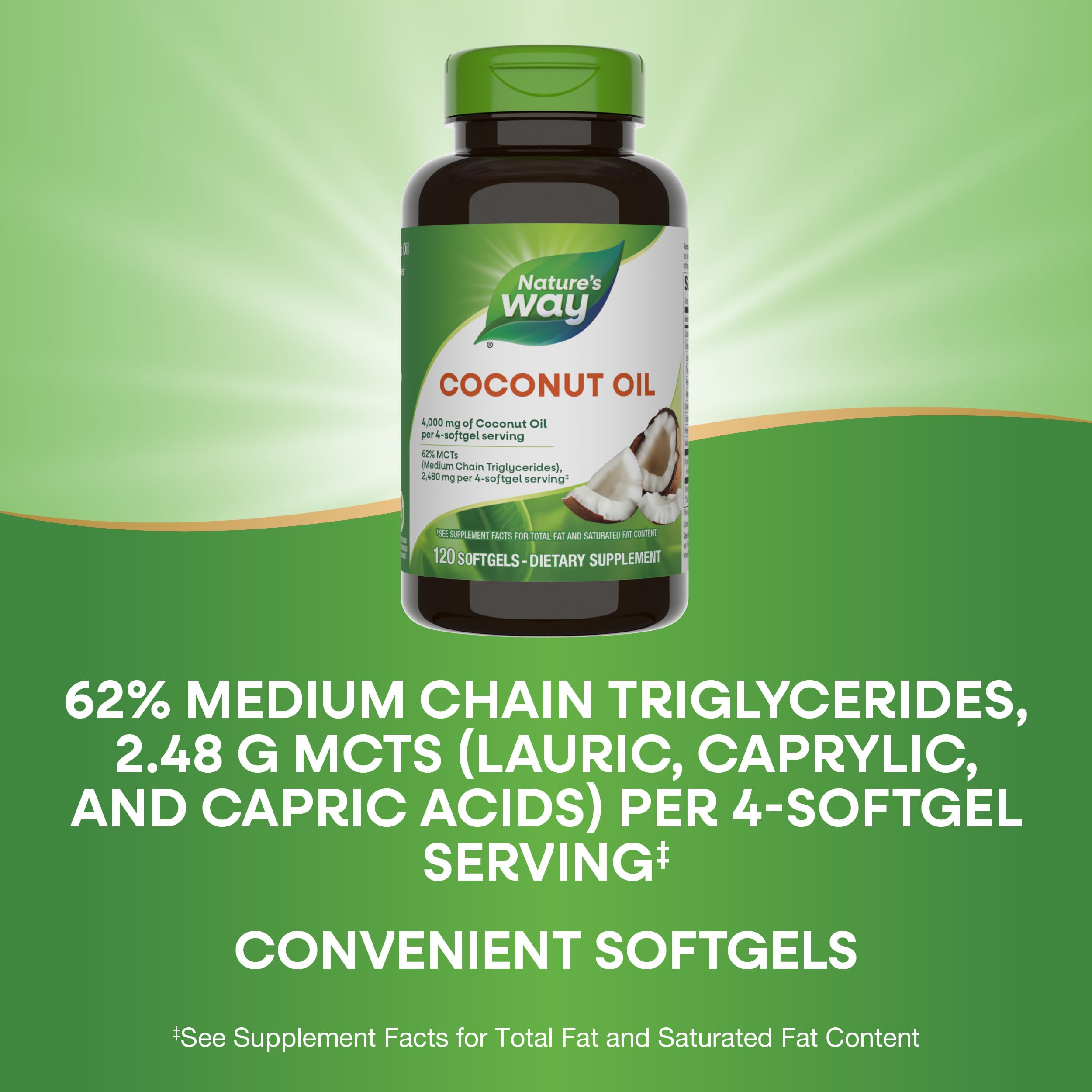 Close-up of Nature's Way Coconut Oil Softgels
