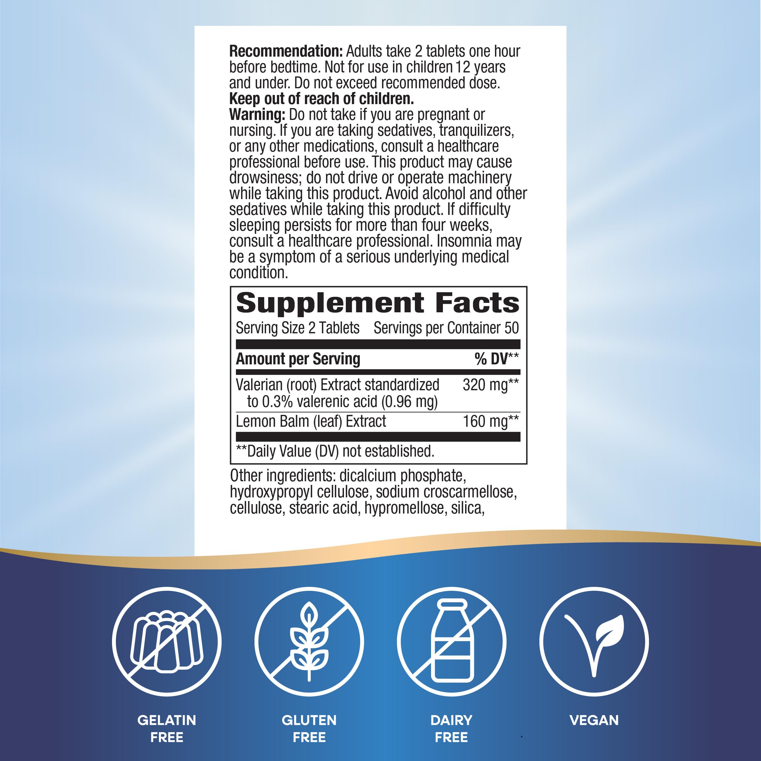 Close-up of Nature's Way Valerian Nighttime tablets