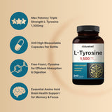 Close-up of NatureBell L-Tyrosine 1500mg capsules