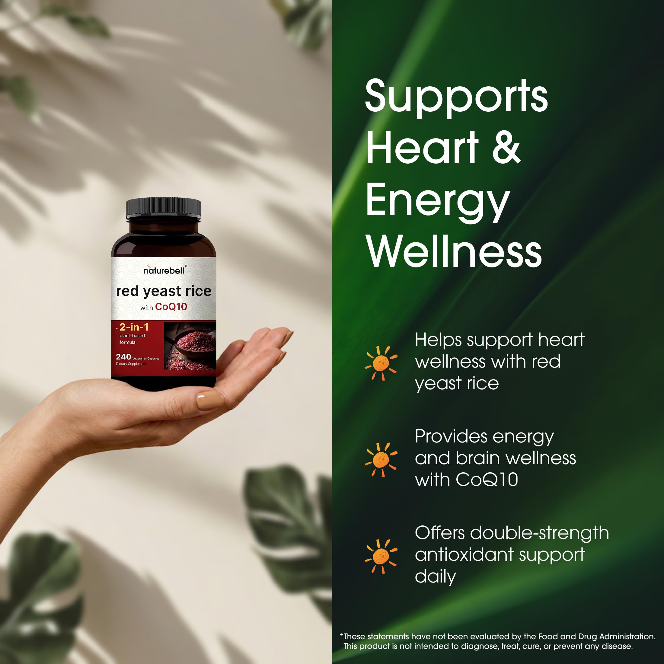 Close-up of NatureBell Red Yeast Rice 600mg capsules