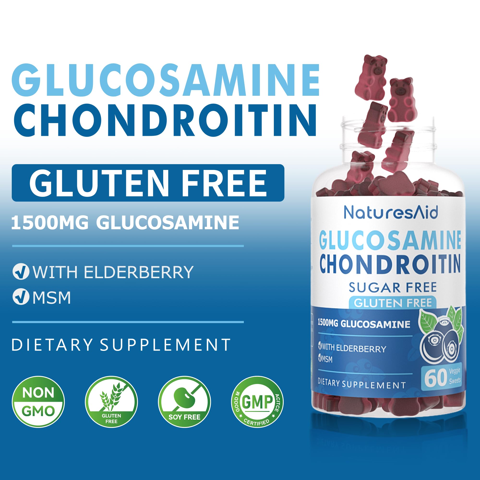 Close-up of Natures Aid Glucosamine Chondroitin Gummies