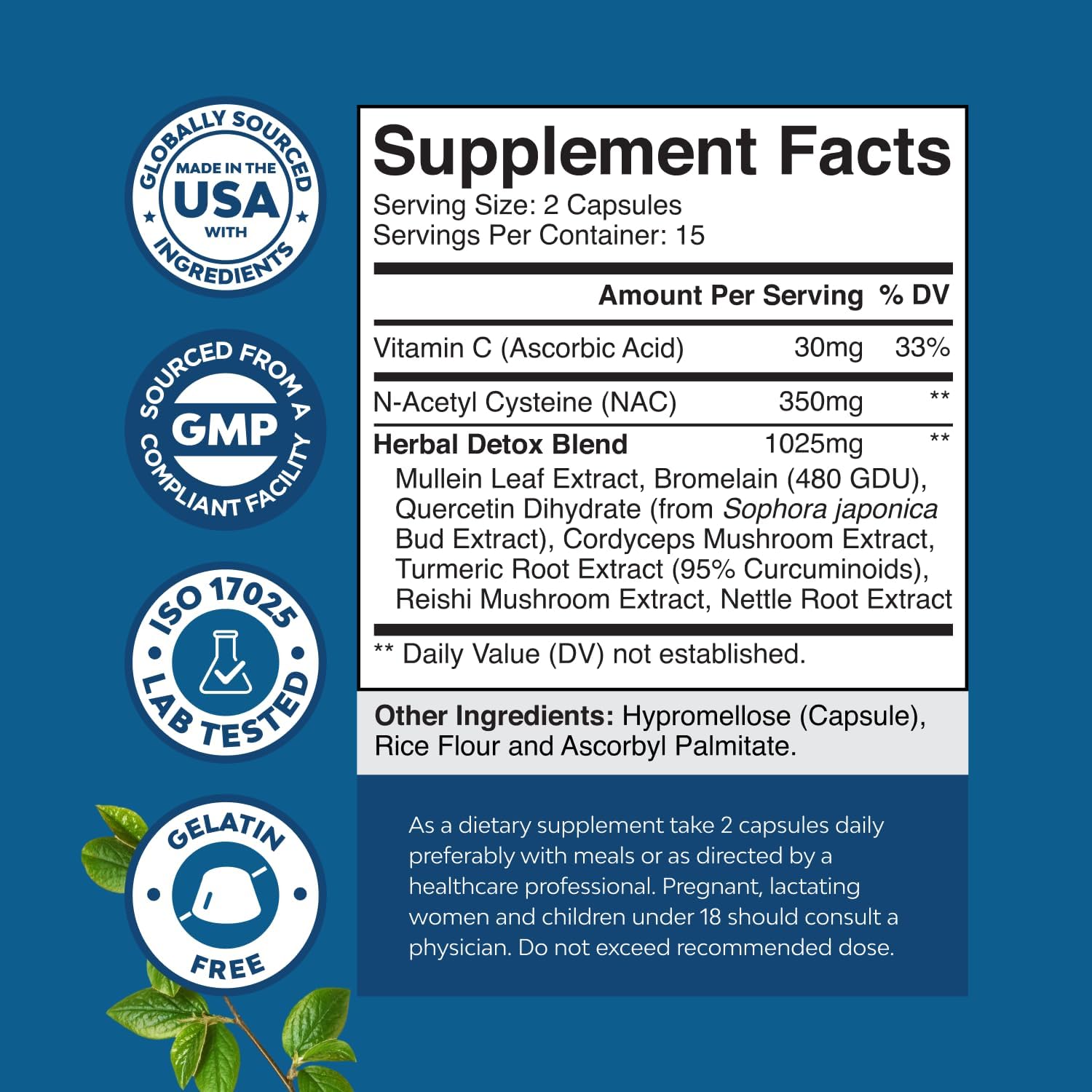 Close-up of Natures Craft Marshmallow Root Supplement label