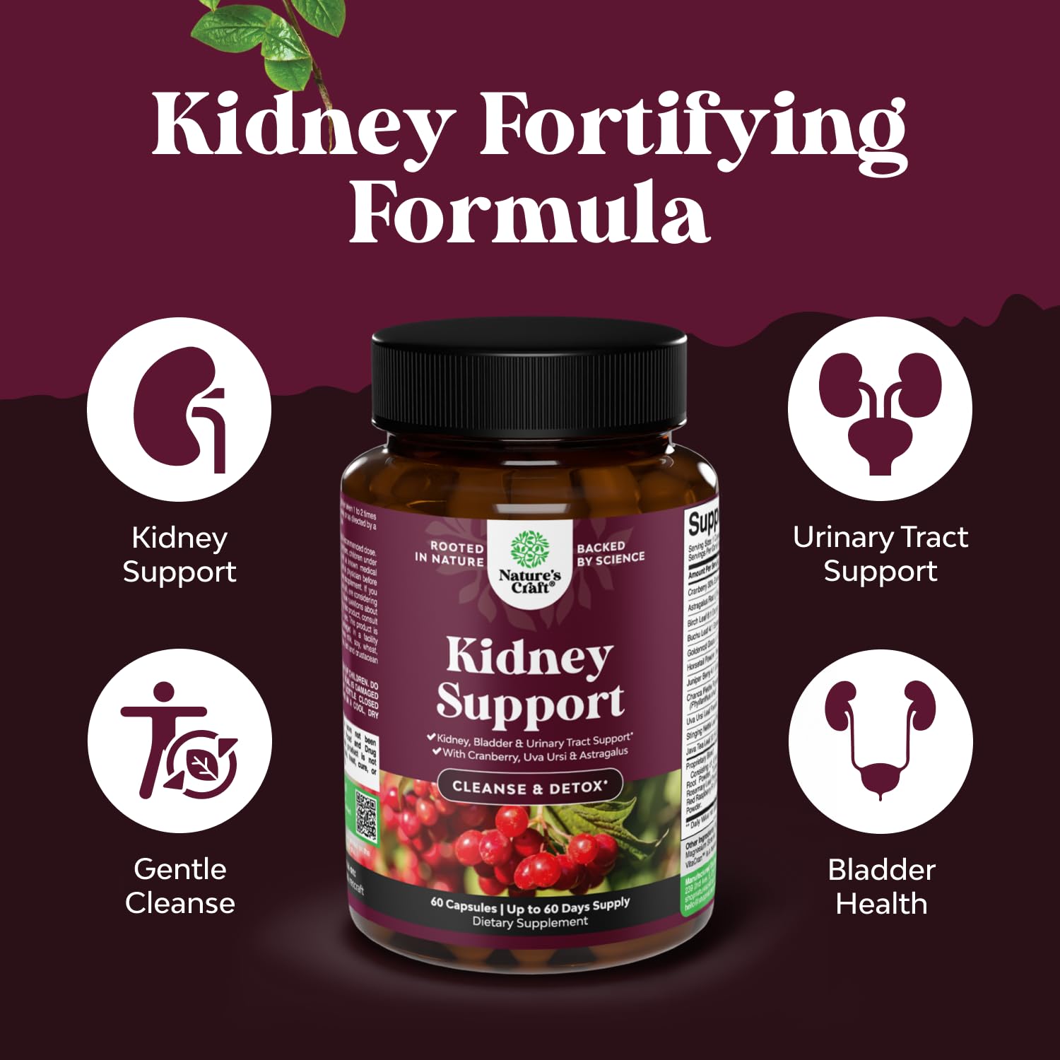 Close-up of Natures Craft Nettle Kidney Support Supplement capsules