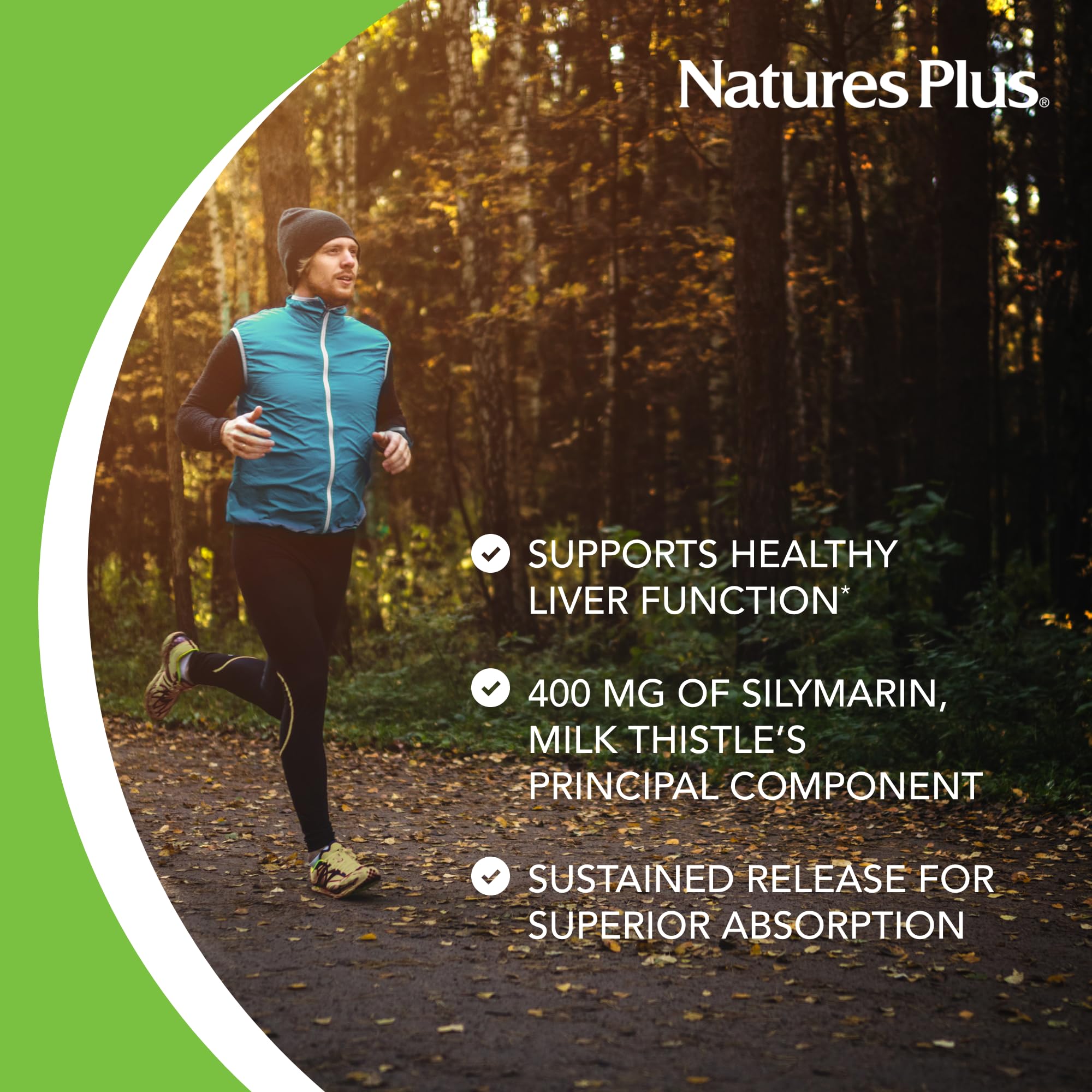 Close-up of NaturesPlus Milk Thistle tablet