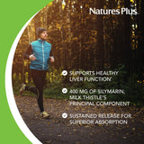 Close-up of NaturesPlus Milk Thistle tablet
