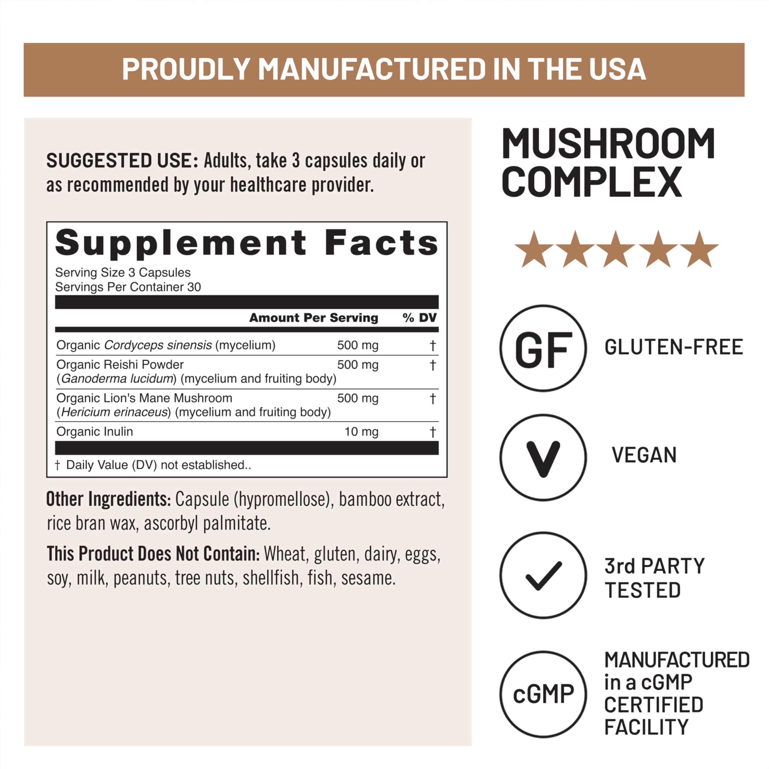 Close-up of NatureWise Mushroom Complex capsules