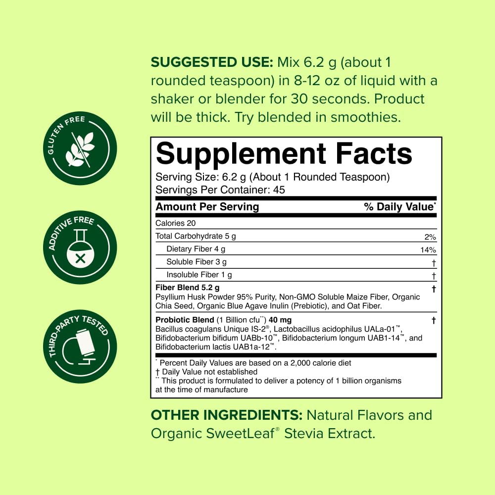 Close-up of nbpure Multi Fiber Powder ingredients list