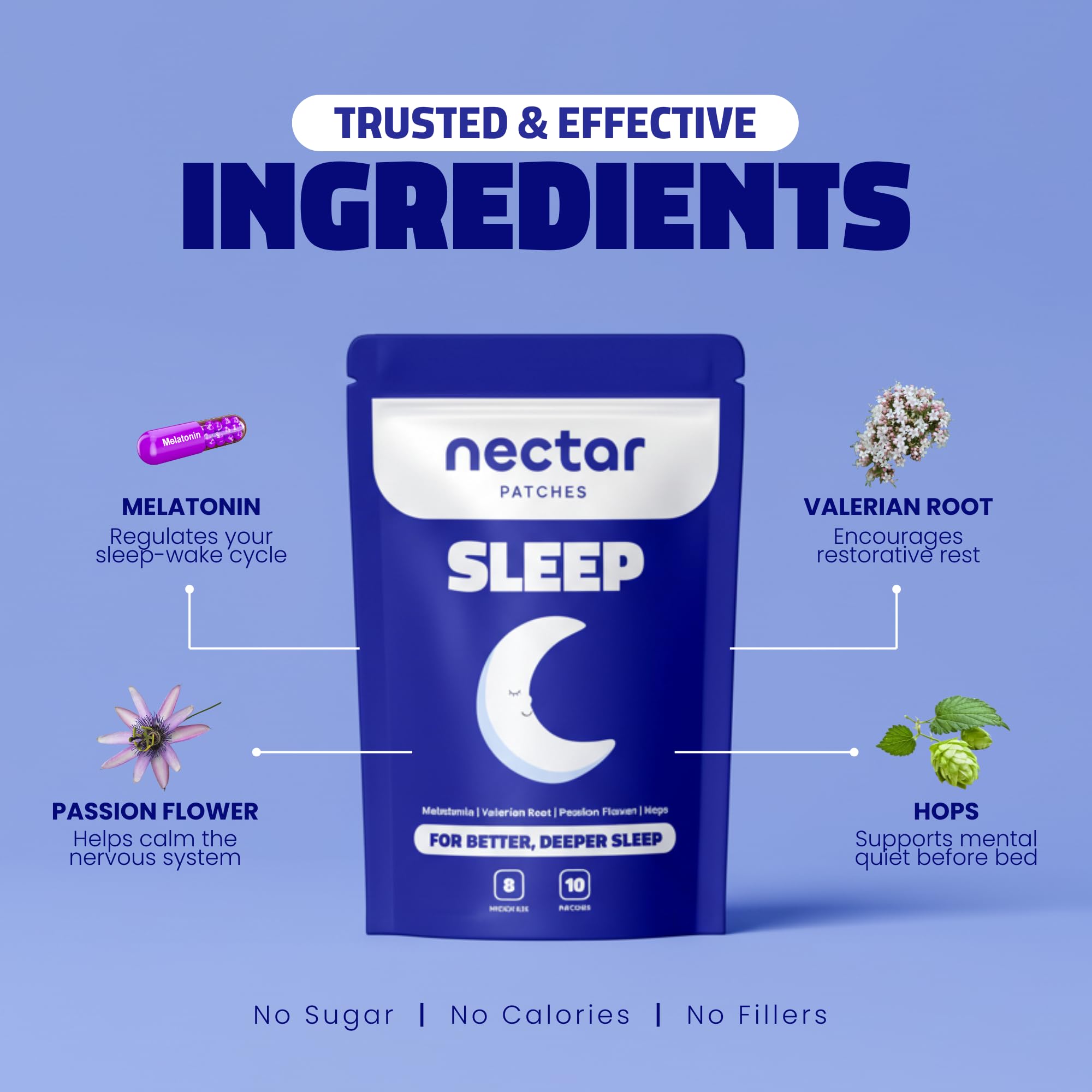 Close-up of Nectar Patches Sleep Patches on clean skin
