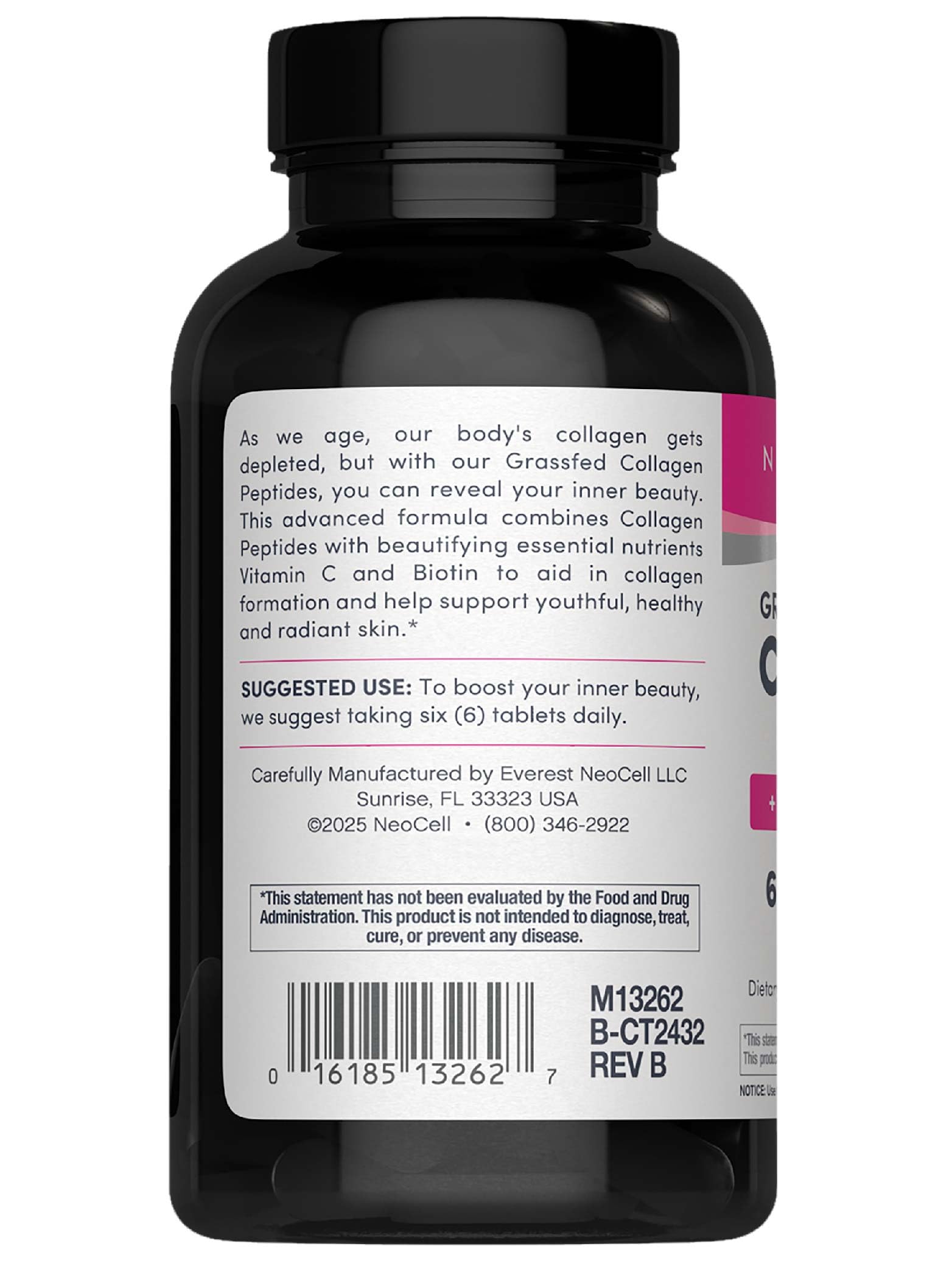 Close-up of NeoCell Super Collagen Tablets showing tablet size